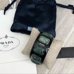 Prada Black Acrylic Bangle Bracelet